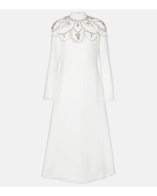 Jonathan Simkhai White Verziertes Midikleid Odetta Aus Crepe
