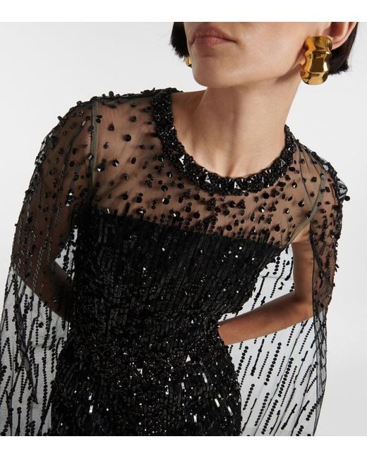 Vestido De Fiesta Adornado Jenny Packham de color Black