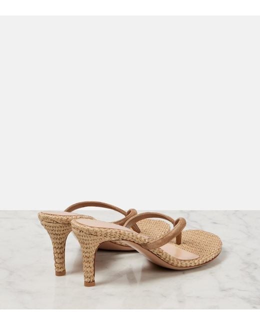 Gianvito Rossi Pink Calypso Raffia And Suede Thong Sandals