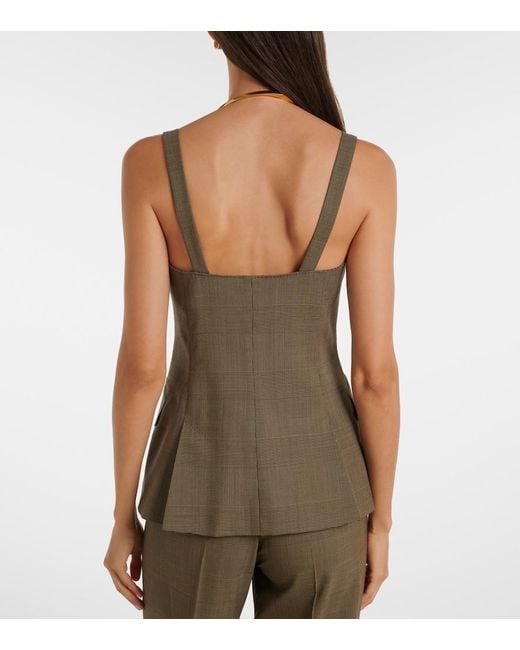 Max Mara Green Plaid Virgin Wool Top