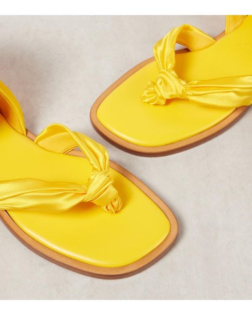 Christian Louboutin Yellow Nilo Du Desert Crepe Satin Thong Sandals