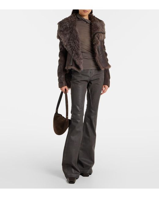 Rick Owens Brown Lederjacke Aus Shearling