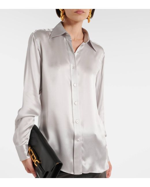 Tom Ford Gray Silk Charmeuse Shirt