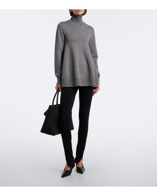 Totême Gray Flared Wool Turtleneck Sweater