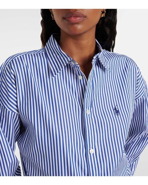 Polo Ralph Lauren Blue Striped Cotton Shirt Dress