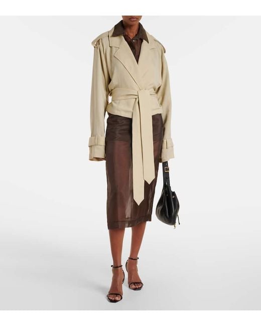 Frankie Shop Natural Simona Cropped Trench Coat