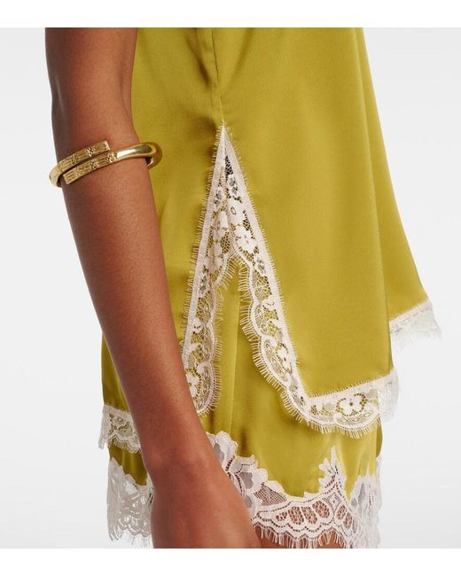 Faithfull The Brand Green Hanna Lace-Trimmed Satin Camisole