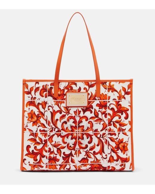 Dolce & Gabbana Red Shopping Large Printed Canvas Shopper