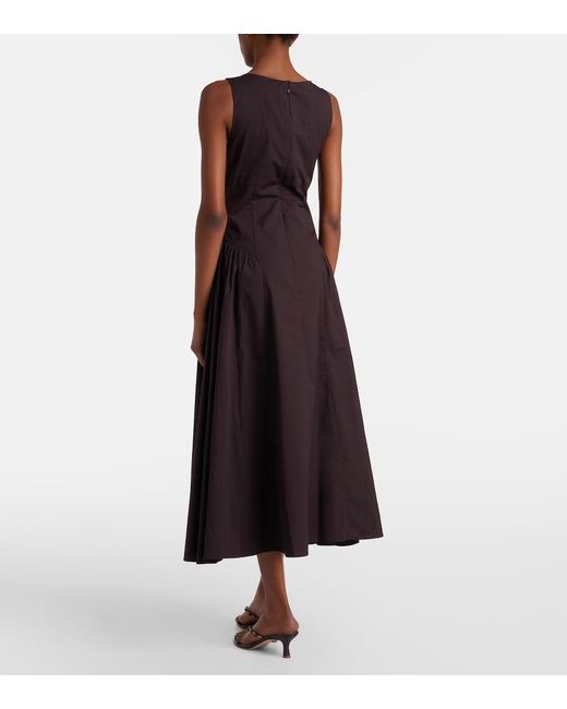 Staud Brown Gwen Cotton Poplin Midi Dress