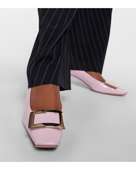 Roger Vivier Pink Belle Vivier 45 Leather Pumps