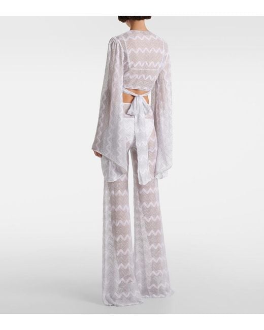 Missoni White Zigzag Lame Crop Top