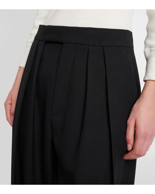 Chloé Blue Weite High-Rise-Hose Aus Woll-Gabardine