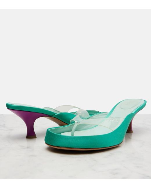 Chloé Green Junie Satin And Tpu Thong Sandals