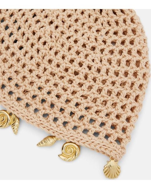 Oseree Natural Embellished Crochet Cotton Hat