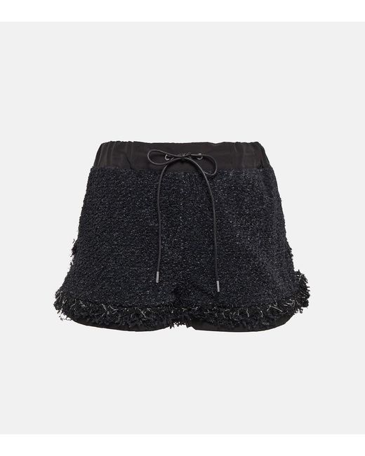 Sacai Blue Drawstring Tweed Shorts