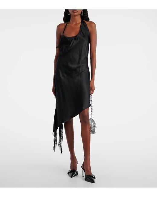 Courreges Black Minikleid Undressed Aus Satin Mit Spitze