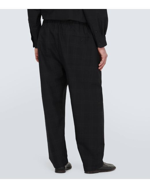 Lemaire Black Checked Wool Seersucker Pants for men