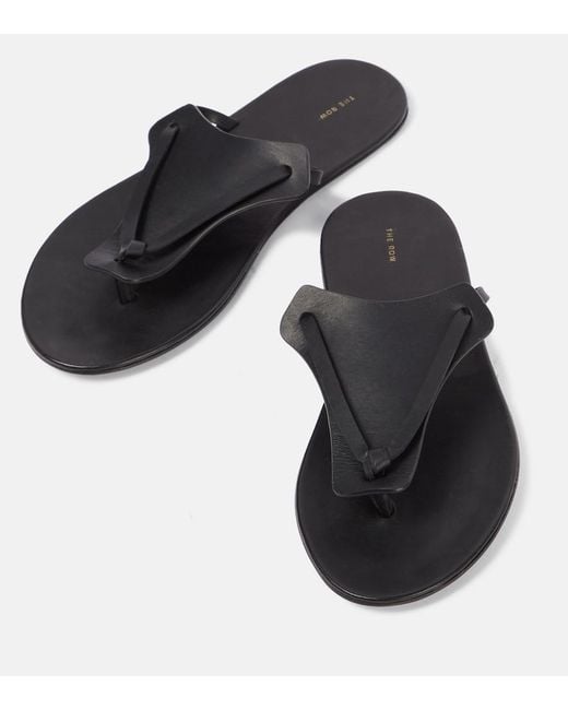 The Row Gray Helena Leather Thong Sandals
