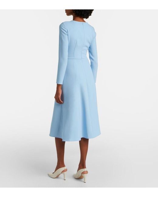 Carolina Herrera Blue Bow-Detail Crepe Midi Dress
