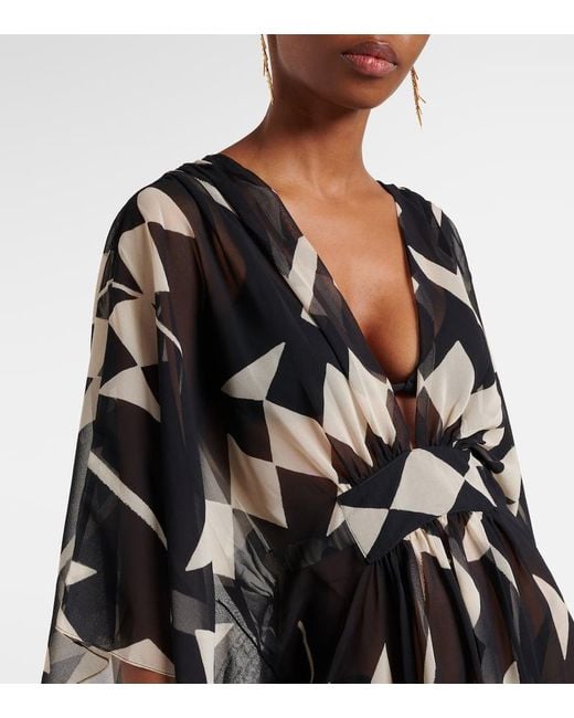 Johanna Ortiz Black Bedrucktes Maxikleid Aus Georgette