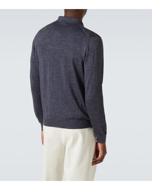 Jersey De Seda, Cachemir Y Lino Kiton de hombre de color Blue