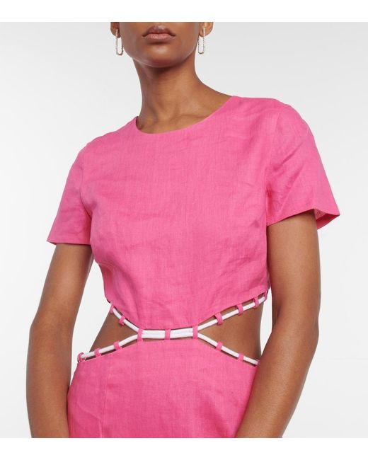 staud-matteo-cutout-linen-midi-dress-in-pink-lyst-uk