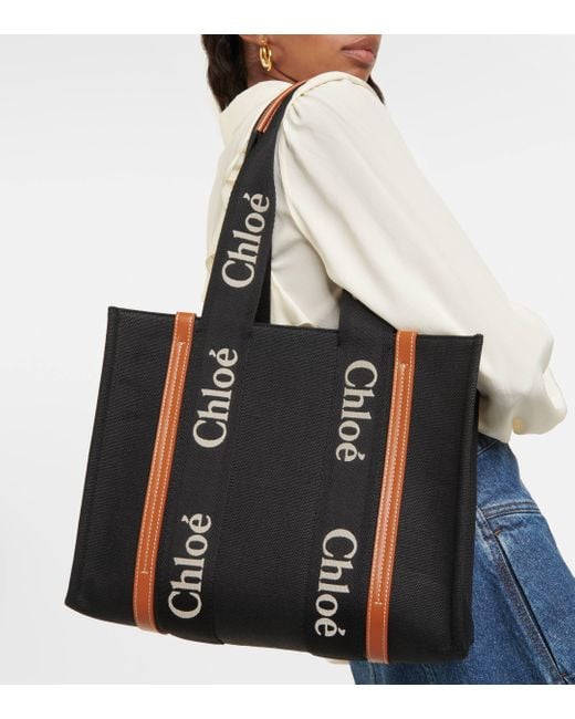 Chloé Black Woody Tote Bag