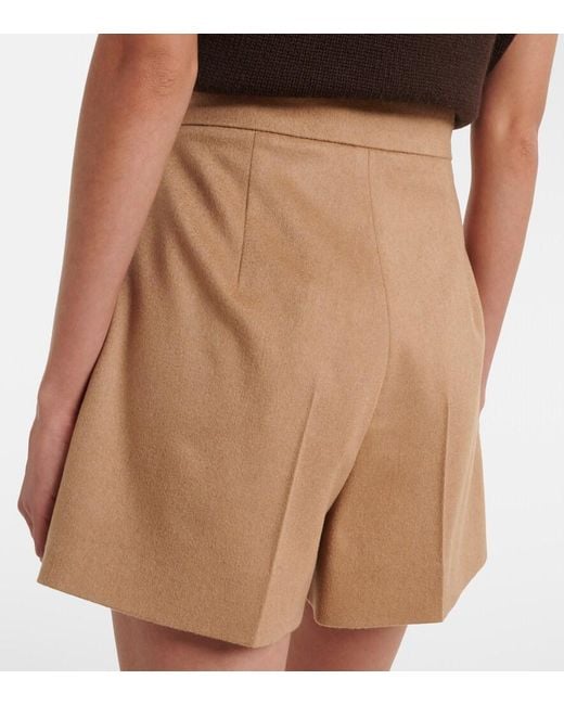 Max Mara Natural Pleated Camel Hair Shorts