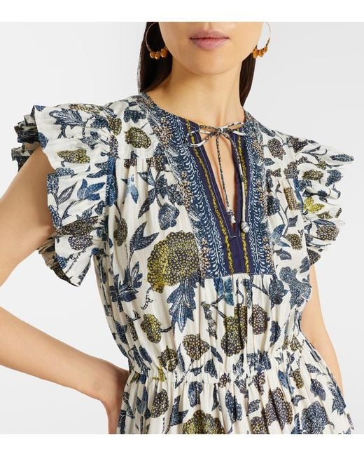 Ulla Johnson White Kairi Gathered Cotton-Blend Midi Dress