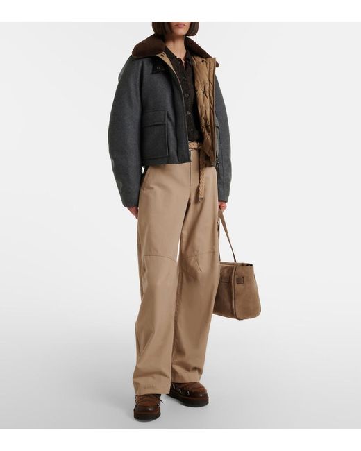Brunello Cucinelli Black Shearling-Trimmed Alpaca-Blend Down Jacket