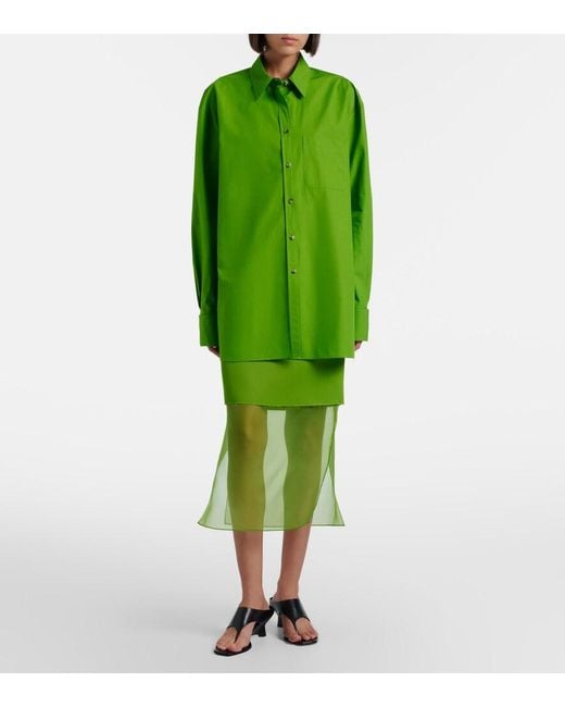 Khaite Green Sybil Layered Midi Skirt