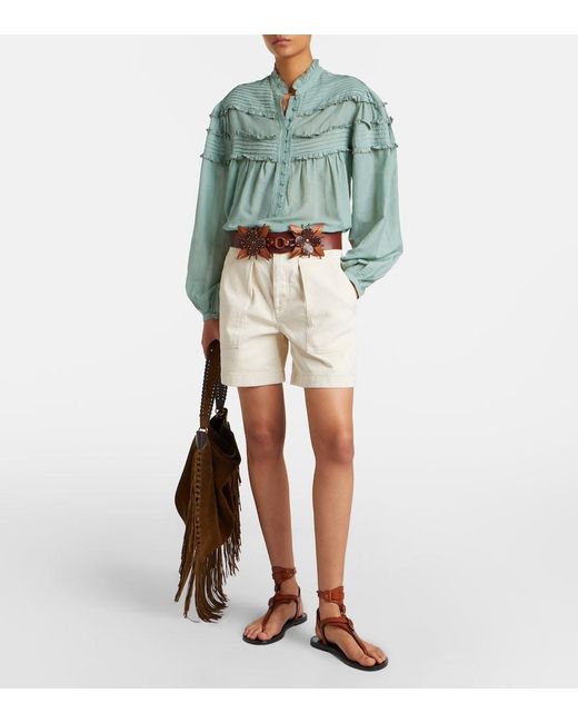 Isabel Marant Natural Eveja Cotton Shorts