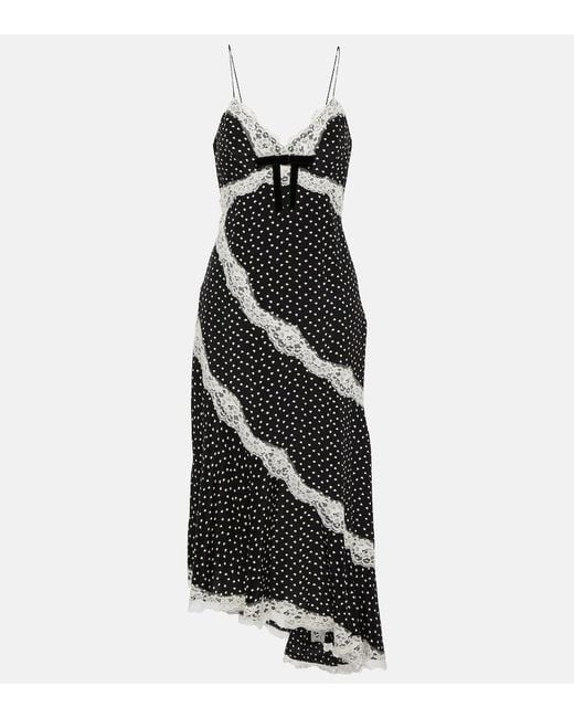 Alessandra Rich Black Heart-print Silk Midi Dress