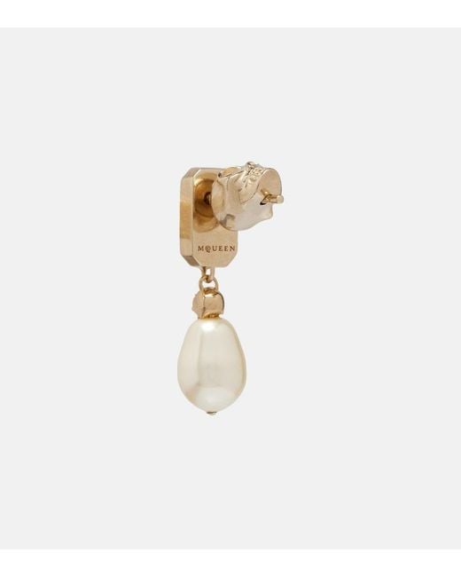 McQueen Metallic Skull Embellished Drop Earrings