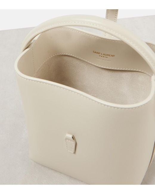 Saint Laurent White Le 37 Mini Leather Bucket Bag