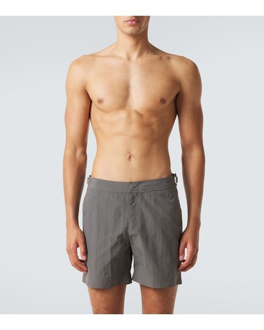 Orlebar Brown Gray Bulldog Swim Trunks for men