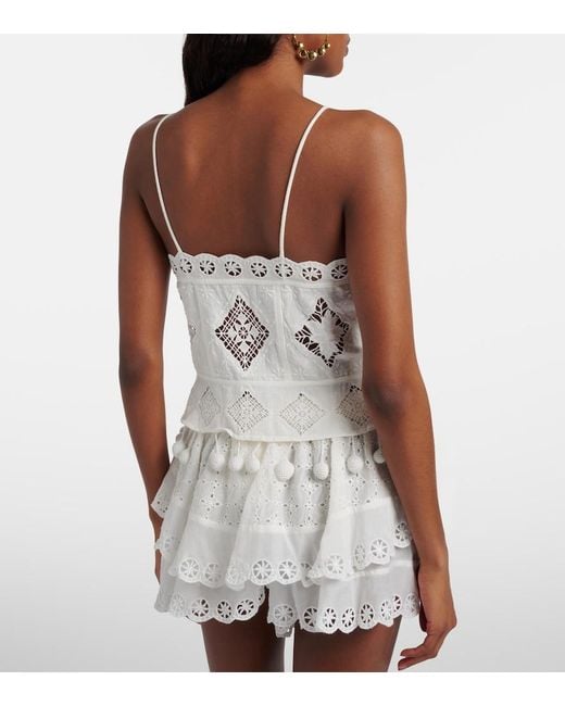 Isabel Marant White Nellsy Cotton And Linen Crop Top