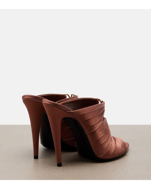 Saint Laurent Brown Emilie Crepe Satin Mules