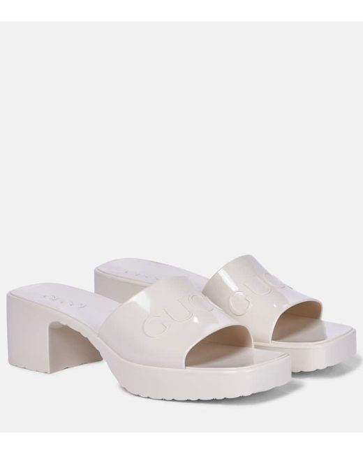 Gucci Plastique Logoembossed Rubber Mules in White Lyst