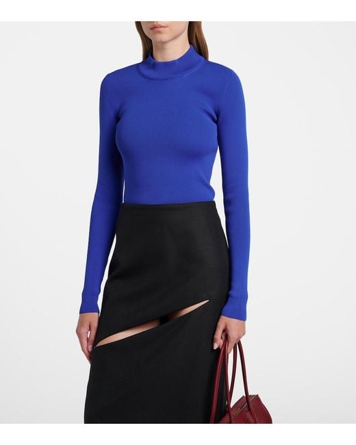 Jil Sander Blue Ribbed-Knit Sweater