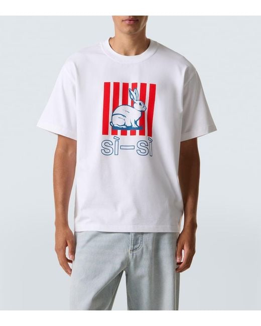 Bottega Veneta White Printed Cotton Jersey T-Shirt for men