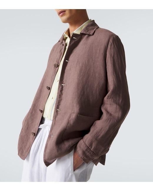 Camisa De Lino Fedeli de hombre de color Brown