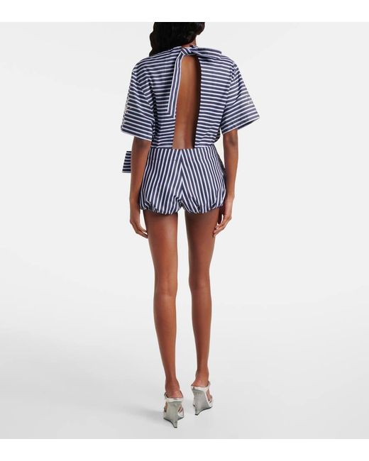 Shorts De Algodon A Rayas Con Lazo Rabanne de color Blue