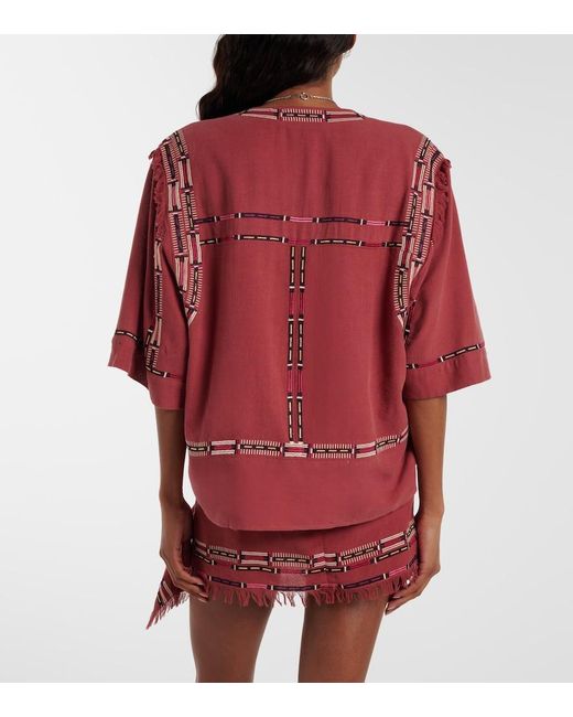 Isabel Marant Fiosa Embroidered Silk Blouse