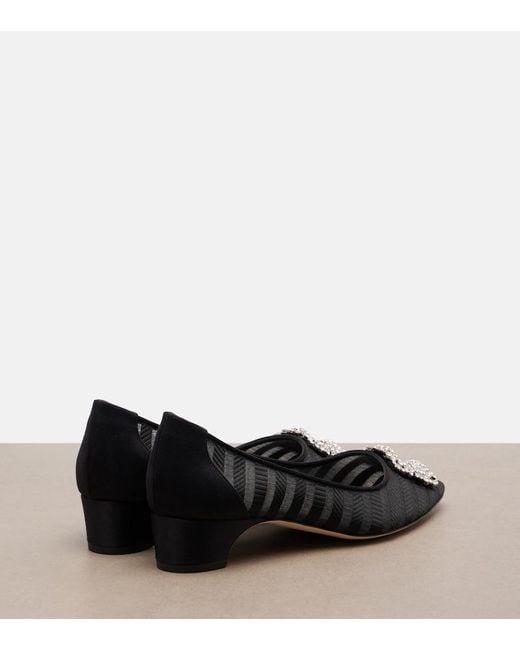 Manolo Blahnik Black Hangisi Embellished Pumps