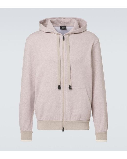 Brioni Pink Cotton-Blend Zip-Up Hoodie for men