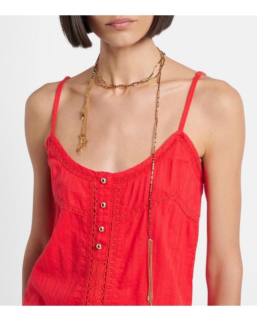 Melissa Odabash Red Kelly Crochet-Trimmed Cotton Minidress