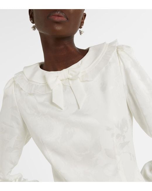 Alessandra Rich White Bow-Detail Floral Jacquard Minidress