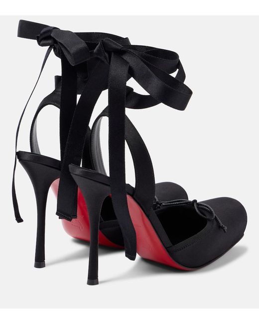 Christian Louboutin Black Cassia Lace Up 100 Satin Crepe Pumps