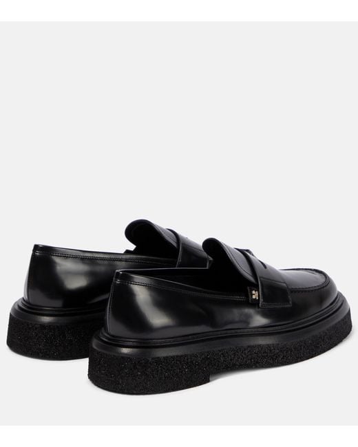 Max Mara Crepeloafer Leather Loafers in Black Lyst